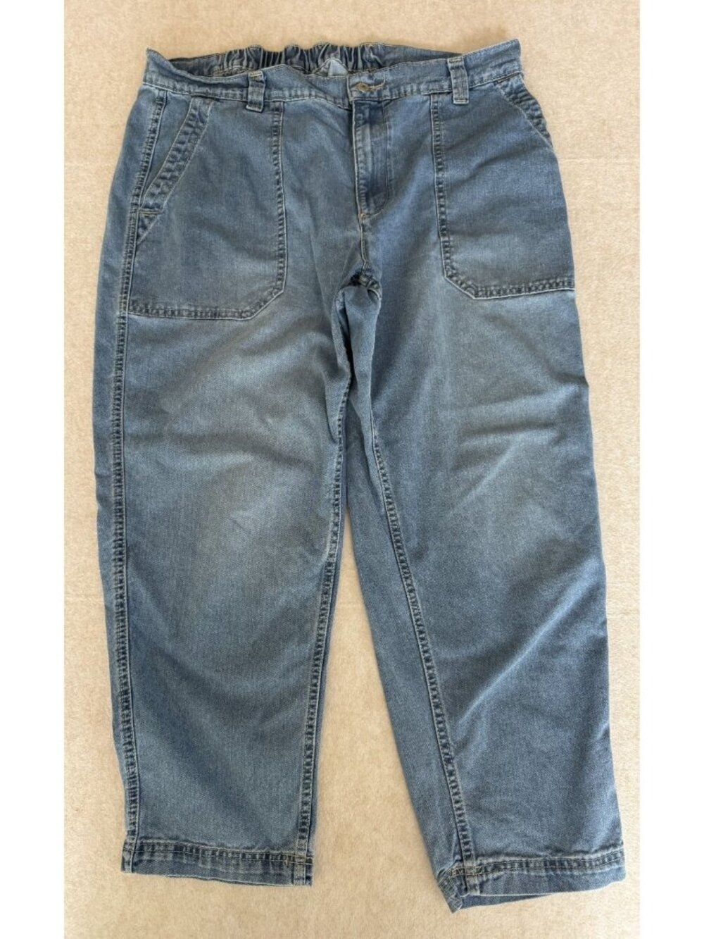 Old Navy Womens XL Jean Chinos Baggy High Rise Denim Pants Elastic Waist